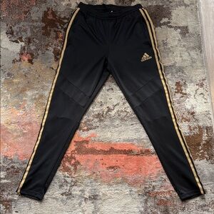 Adidas Black Joggers with Gold Stripes